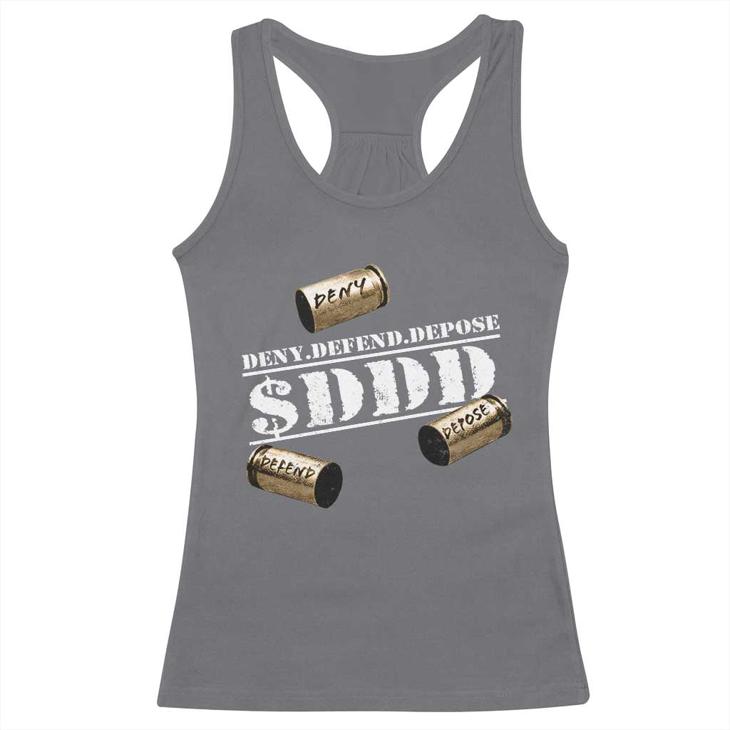 Deny Defend Depose Racerback Tank Top $DDD Vintage Bronze Bullet Shells TS11 Charcoal Print Your Wear