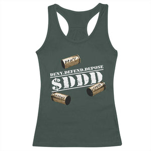 Deny Defend Depose Racerback Tank Top $DDD Vintage Bronze Bullet Shells TS11 Dark Forest Green Print Your Wear