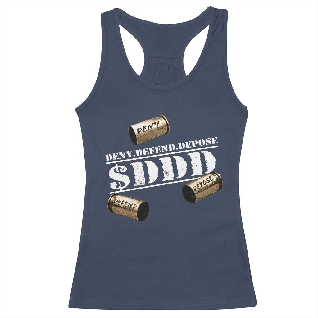 Deny Defend Depose Racerback Tank Top $DDD Vintage Bronze Bullet Shells TS11 Navy Print Your Wear