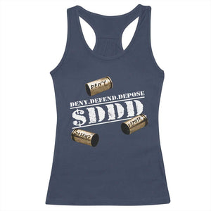Deny Defend Depose Racerback Tank Top $DDD Vintage Bronze Bullet Shells TS11 Navy Print Your Wear