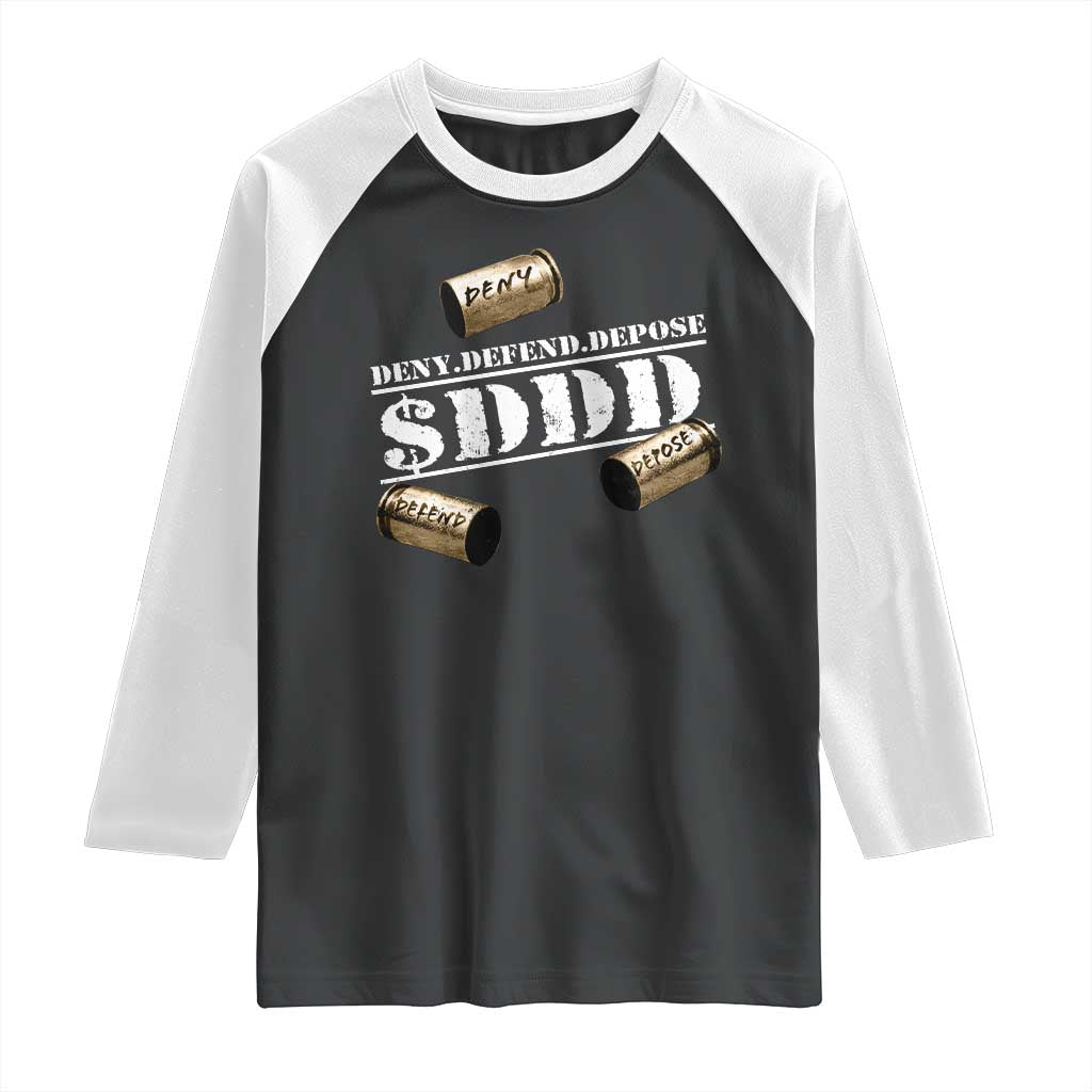 Deny Defend Depose Raglan Shirt $DDD Vintage Bronze Bullet Shells TS11 Black White Print Your Wear