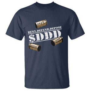 Deny Defend Depose T Shirt $DDD Vintage Bronze Bullet Shells TS11 Navy Print Your Wear