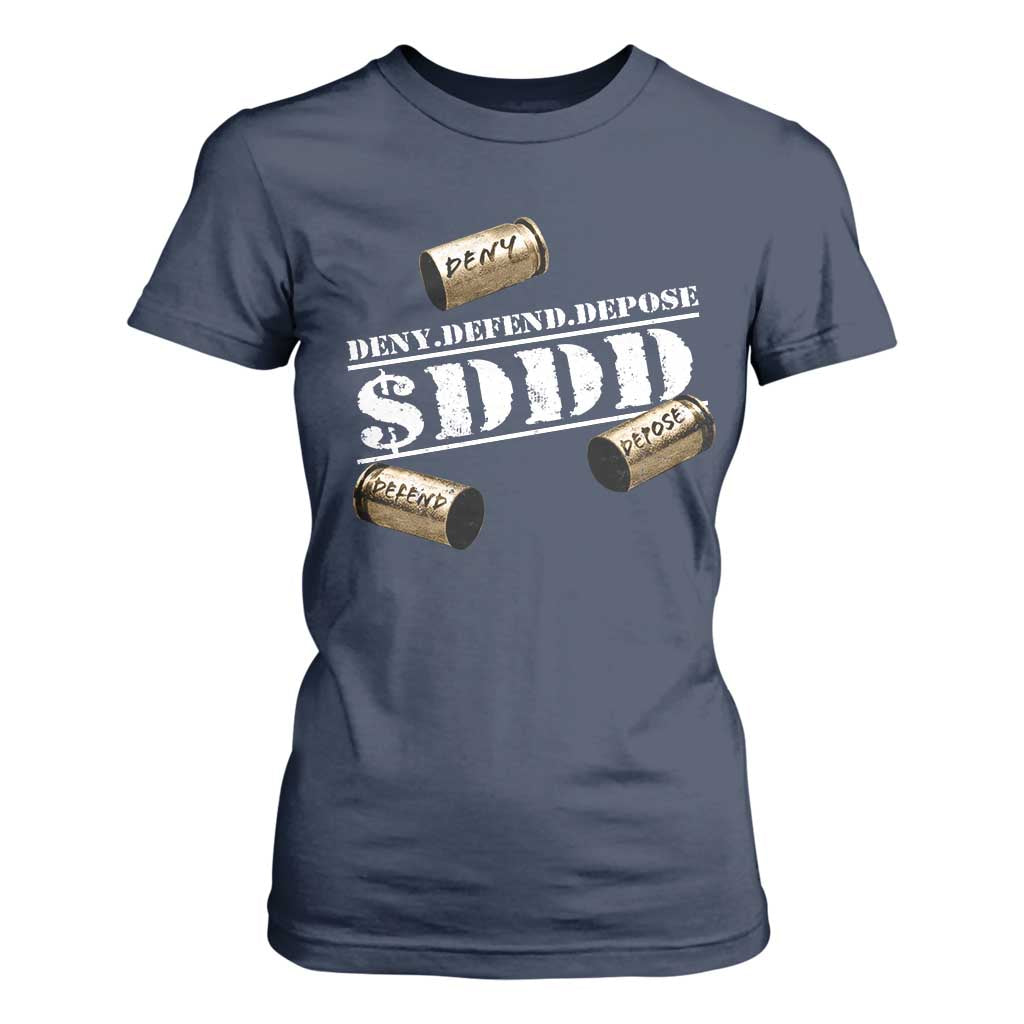 Deny Defend Depose T Shirt For Women $DDD Vintage Bronze Bullet Shells TS11 Navy Print Your Wear