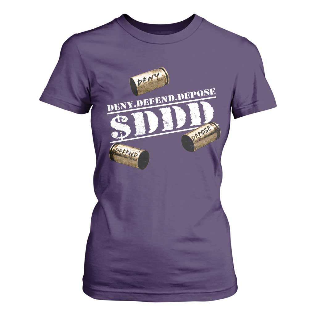 Deny Defend Depose T Shirt For Women $DDD Vintage Bronze Bullet Shells TS11 Purple Print Your Wear