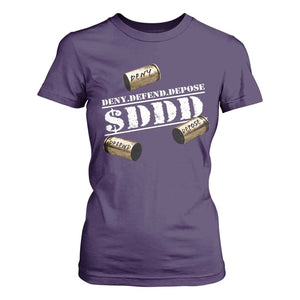 Deny Defend Depose T Shirt For Women $DDD Vintage Bronze Bullet Shells TS11 Purple Print Your Wear