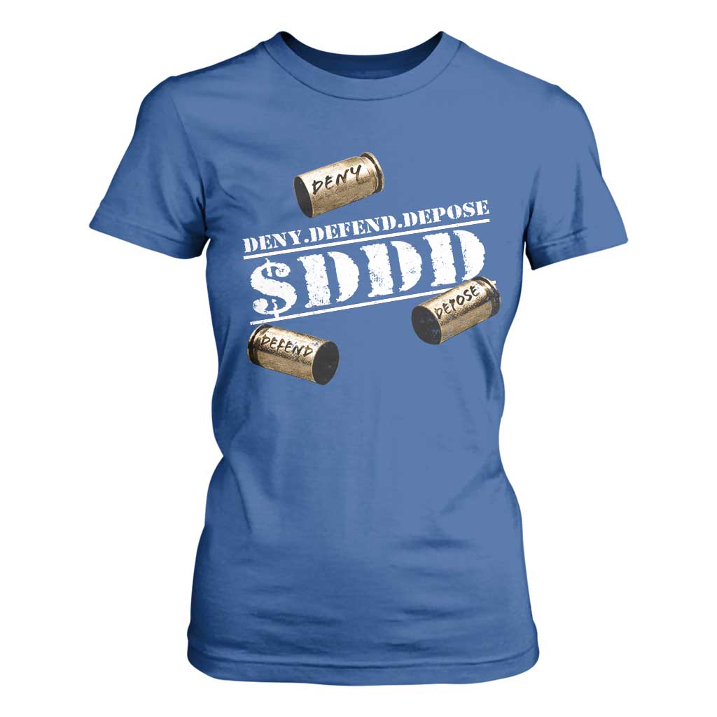 Deny Defend Depose T Shirt For Women $DDD Vintage Bronze Bullet Shells TS11 Royal Blue Print Your Wear