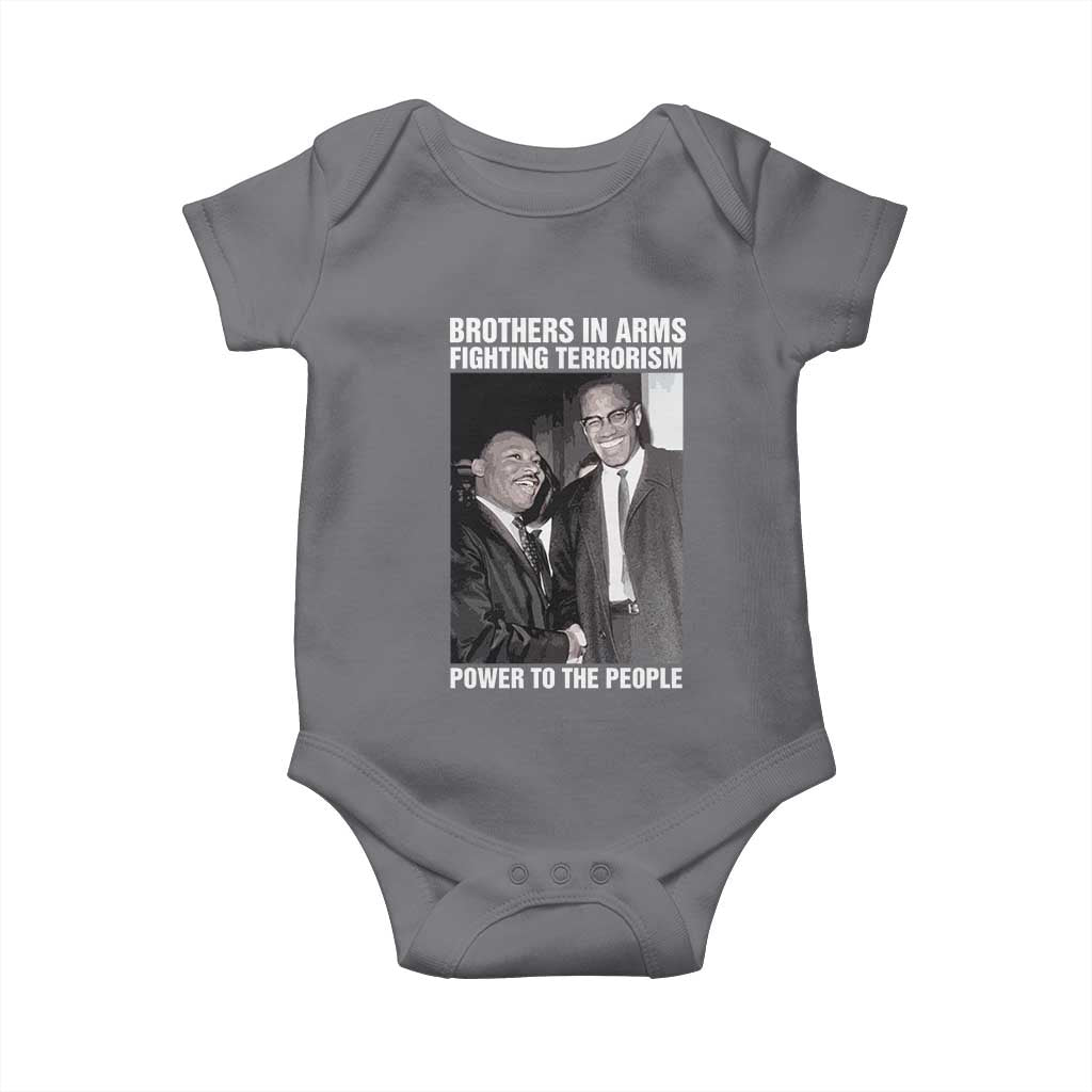 Martin Luther King And Malcolm X Baby Onesie Brothers In Arms Fighting Terrorism Power To The People TS11 Charcoal Print Your Wear