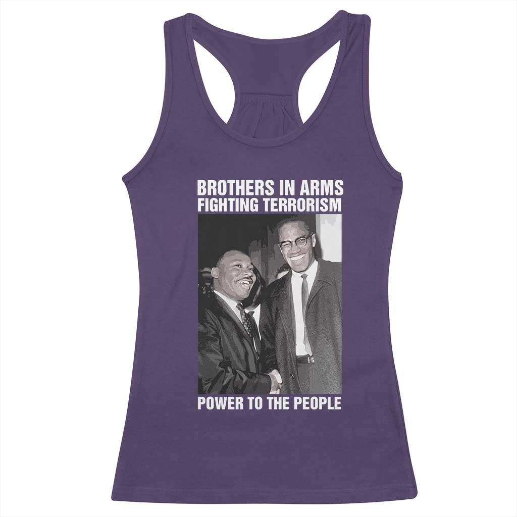 Martin Luther King And Malcolm X Racerback Tank Top Brothers In Arms Fighting Terrorism Power To The People TS11 Purple Print Your Wear