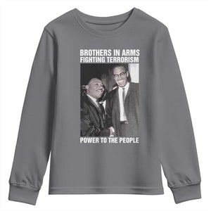 Martin Luther King And Malcolm X Youth Sweatshirt Brothers In Arms Fighting Terrorism Power To The People TS11 Charcoal Print Your Wear