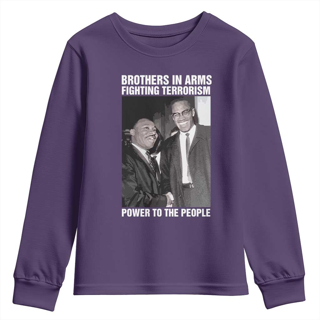 Martin Luther King And Malcolm X Youth Sweatshirt Brothers In Arms Fighting Terrorism Power To The People TS11 Purple Print Your Wear