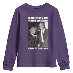 Martin Luther King And Malcolm X Youth Sweatshirt Brothers In Arms Fighting Terrorism Power To The People TS11 Purple Print Your Wear