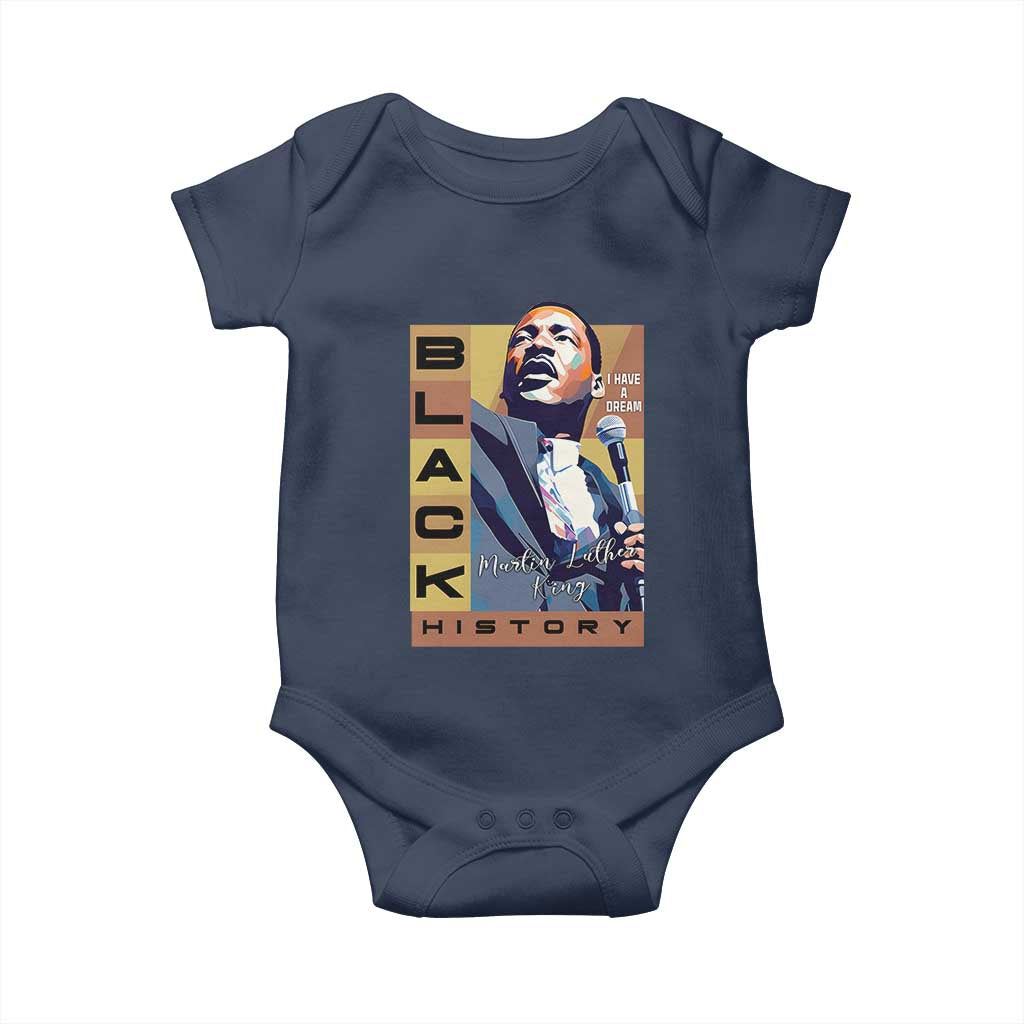 I Have A Dream Martin Luther King MLK Quote Baby Onesie Black History Month TS11 Navy Print Your Wear