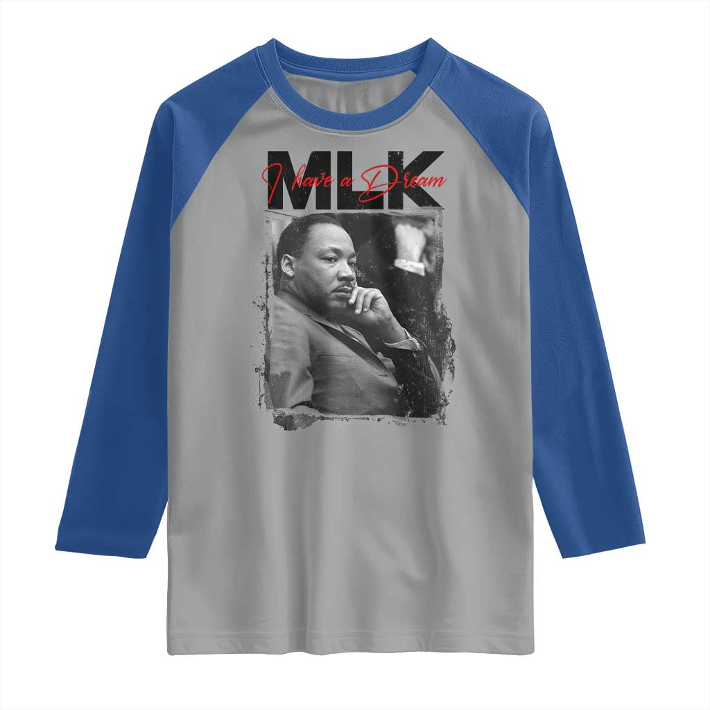 MLK I Have A Dream Raglan Shirt Dr Martin Luther King Jr Black History Month TS11 Sport Gray Royal Print Your Wear