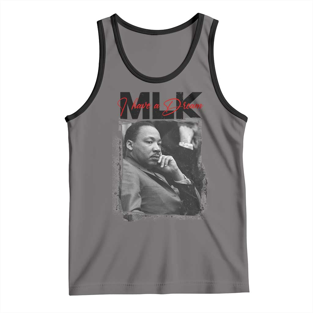 MLK I Have A Dream Tank Top Dr Martin Luther King Jr Black History Month TS11 Deep Heather Black Print Your Wear