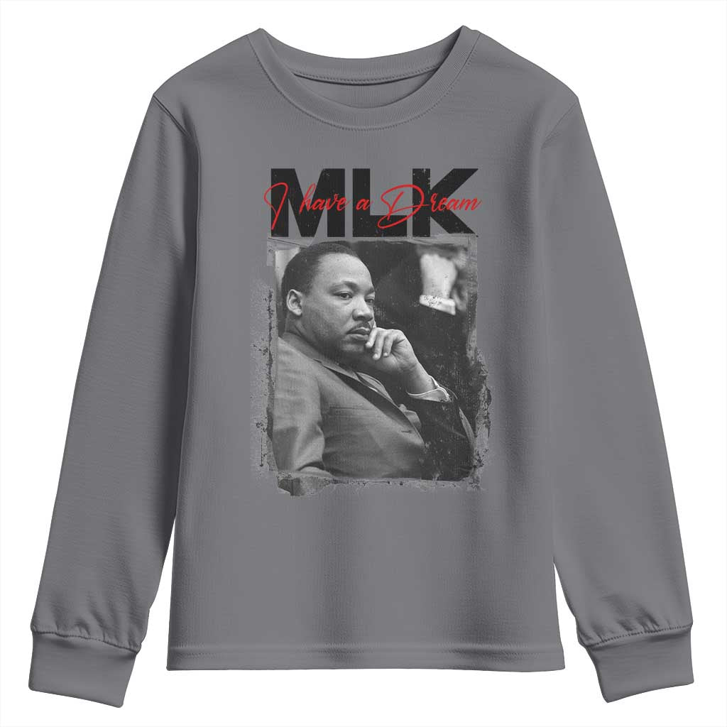 MLK I Have A Dream Youth Sweatshirt Dr Martin Luther King Jr Black History Month TS11 Charcoal Print Your Wear