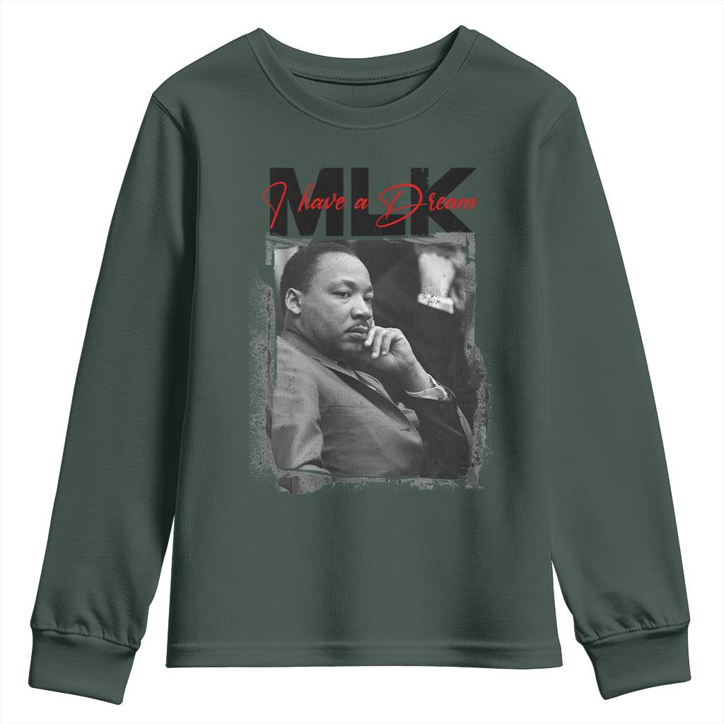 MLK I Have A Dream Youth Sweatshirt Dr Martin Luther King Jr Black History Month TS11 Dark Forest Green Print Your Wear