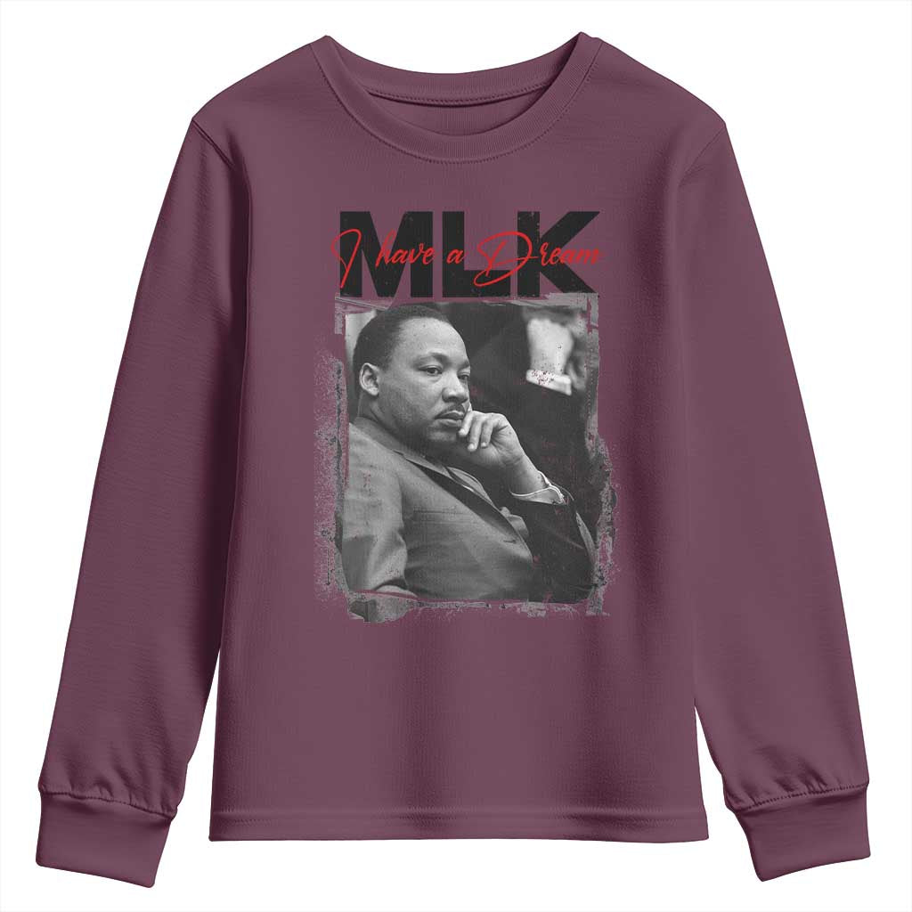 MLK I Have A Dream Youth Sweatshirt Dr Martin Luther King Jr Black History Month TS11 Maroon Print Your Wear