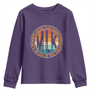 MLK Intelligence Plus Character That's The Goal Of True Education Youth Sweatshirt Martin Luther King TS11 Purple Print Your Wear