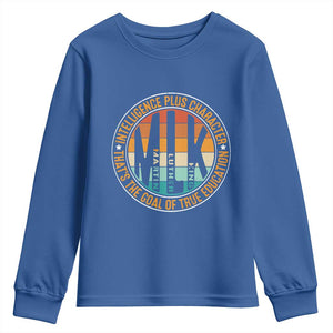 MLK Intelligence Plus Character That's The Goal Of True Education Youth Sweatshirt Martin Luther King TS11 Royal Blue Print Your Wear