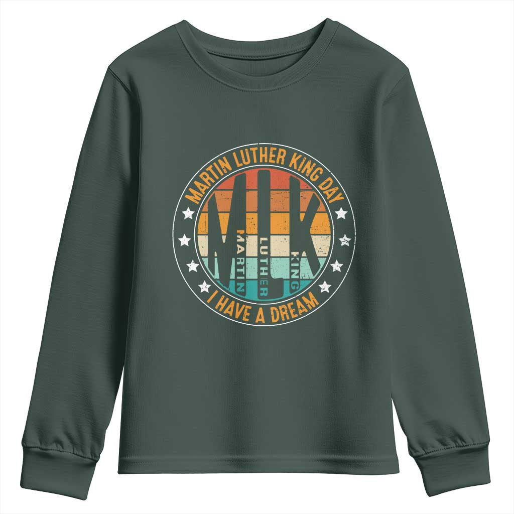 Martin Luther King I Have A Dream Youth Sweatshirt Retro MLK Day TS11 Dark Forest Green Print Your Wear