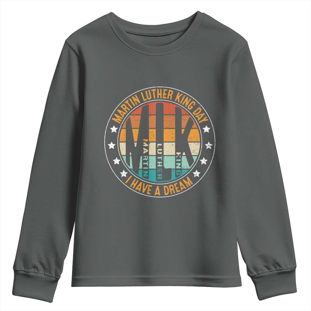 Martin Luther King I Have A Dream Youth Sweatshirt Retro MLK Day TS11 Dark Heather Print Your Wear