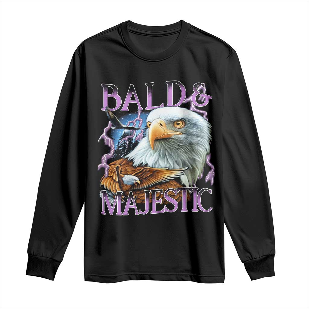 Funny Eagle Bald And Majestic Long Sleeve Shirt Vintage Eagle Thunder Storm TS11 Black Print Your Wear