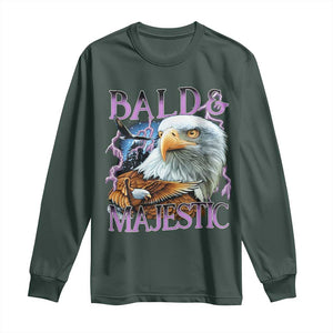 Funny Eagle Bald And Majestic Long Sleeve Shirt Vintage Eagle Thunder Storm TS11 Dark Forest Green Print Your Wear