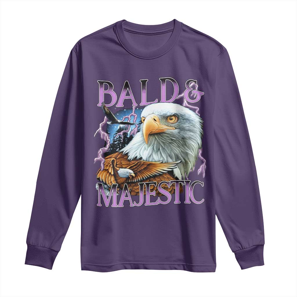 Funny Eagle Bald And Majestic Long Sleeve Shirt Vintage Eagle Thunder Storm TS11 Purple Print Your Wear