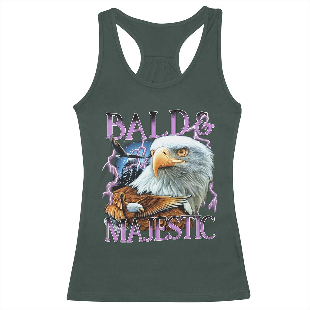 Funny Eagle Bald And Majestic Racerback Tank Top Vintage Eagle Thunder Storm TS11 Dark Forest Green Print Your Wear