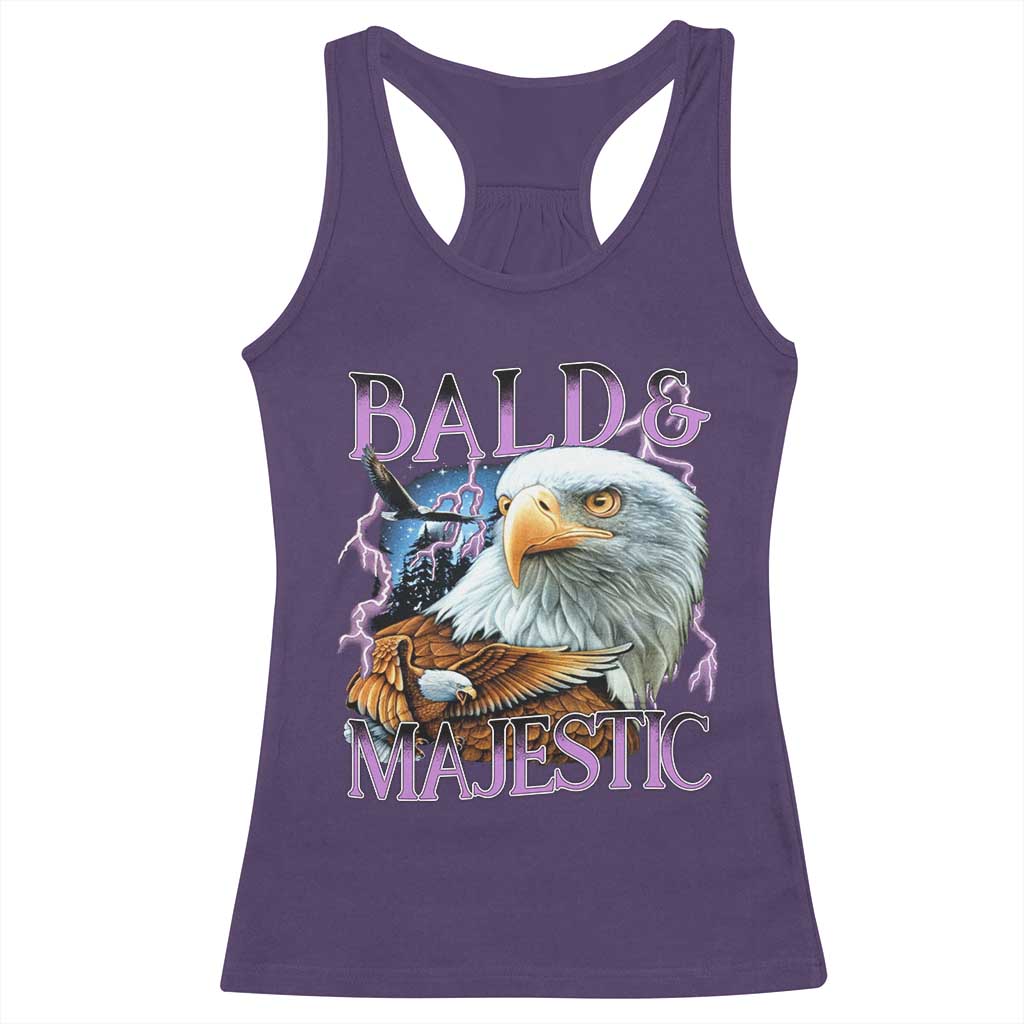 Funny Eagle Bald And Majestic Racerback Tank Top Vintage Eagle Thunder Storm TS11 Purple Print Your Wear