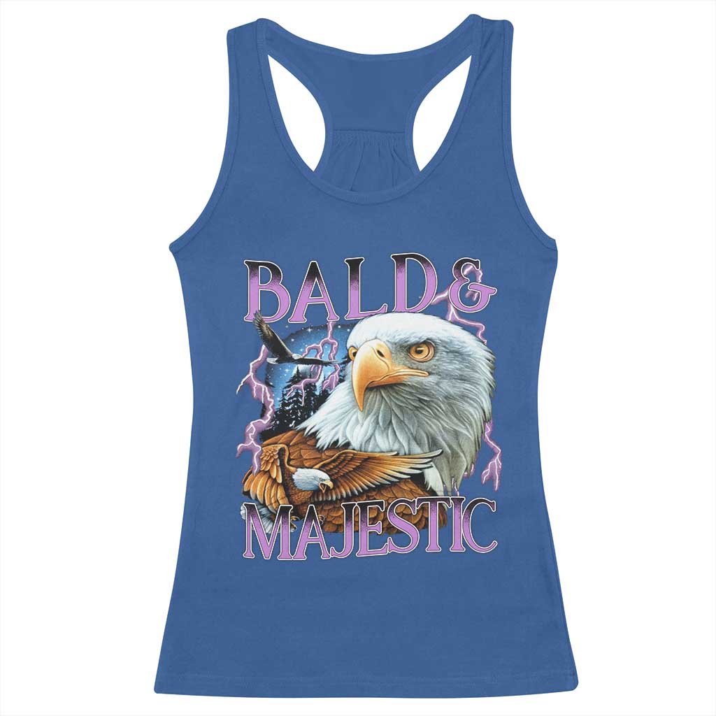 Funny Eagle Bald And Majestic Racerback Tank Top Vintage Eagle Thunder Storm TS11 Royal Blue Print Your Wear