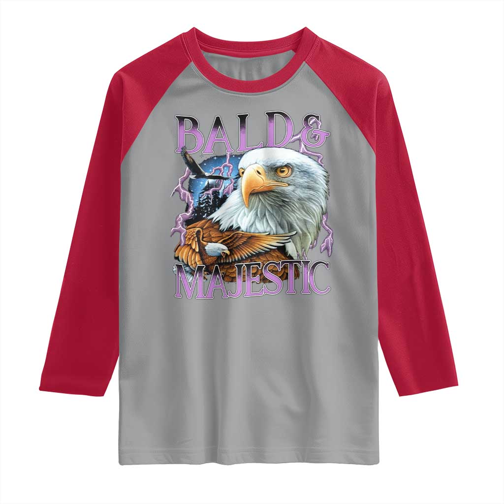Funny Eagle Bald And Majestic Raglan Shirt Vintage Eagle Thunder Storm TS11 Sport Gray Red Print Your Wear