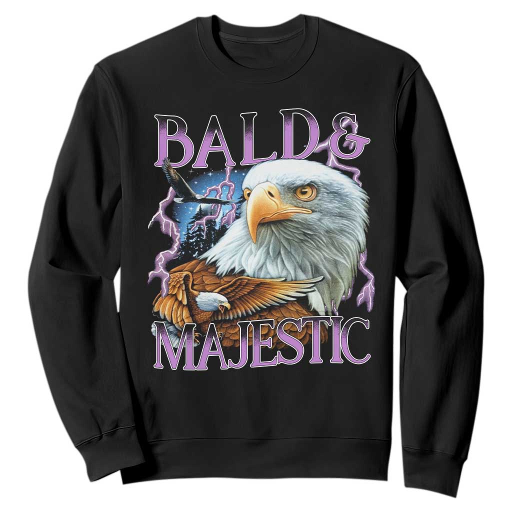 Funny Eagle Bald And Majestic Sweatshirt Vintage Eagle Thunder Storm TS11 Black Print Your Wear
