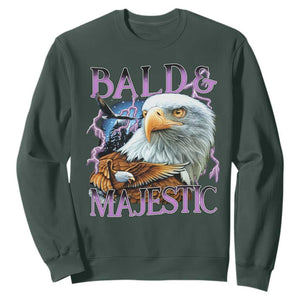 Funny Eagle Bald And Majestic Sweatshirt Vintage Eagle Thunder Storm TS11 Dark Forest Green Print Your Wear