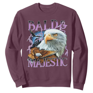 Funny Eagle Bald And Majestic Sweatshirt Vintage Eagle Thunder Storm TS11 Maroon Print Your Wear