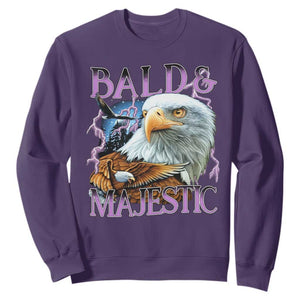 Funny Eagle Bald And Majestic Sweatshirt Vintage Eagle Thunder Storm TS11 Purple Print Your Wear