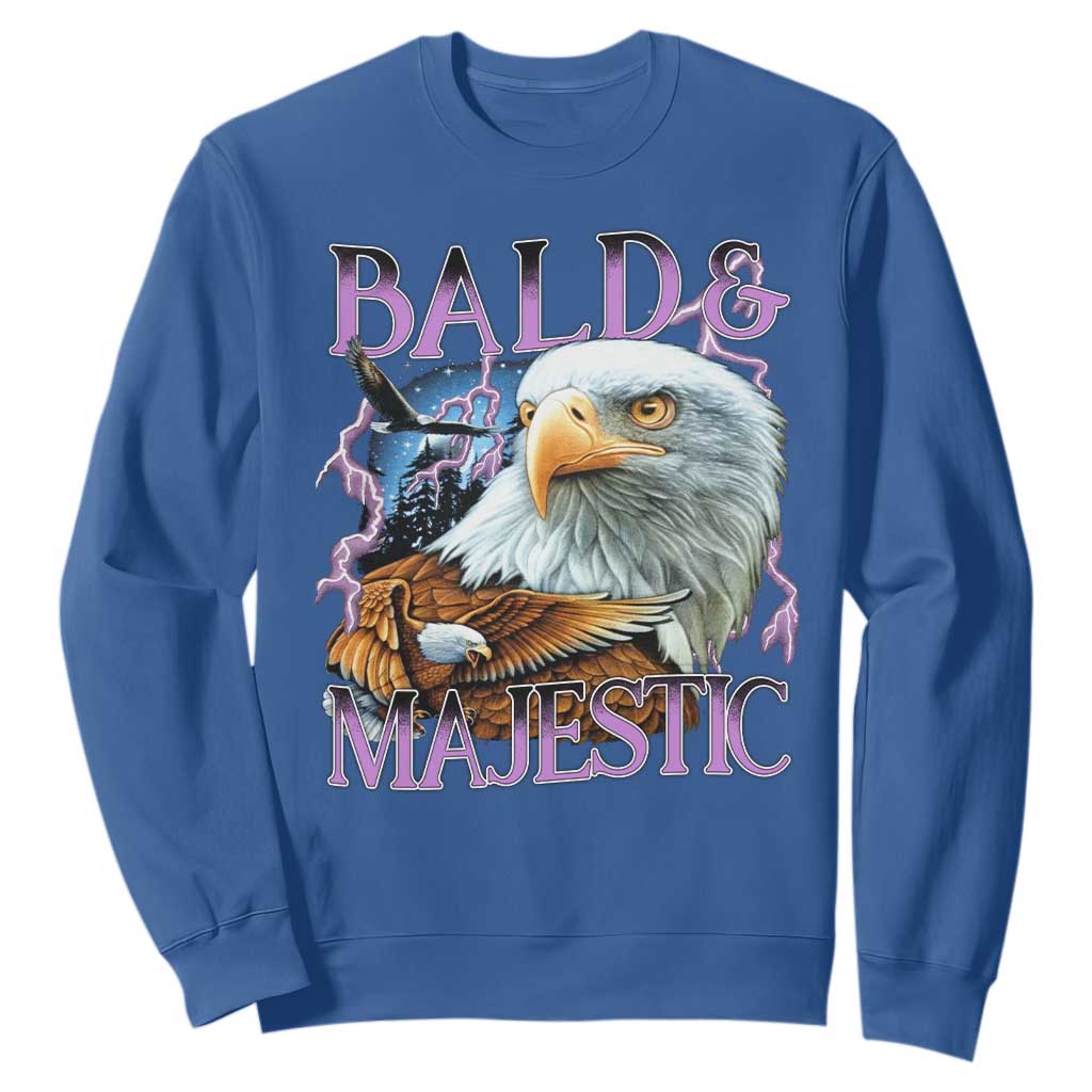 Funny Eagle Bald And Majestic Sweatshirt Vintage Eagle Thunder Storm TS11 Royal Blue Print Your Wear