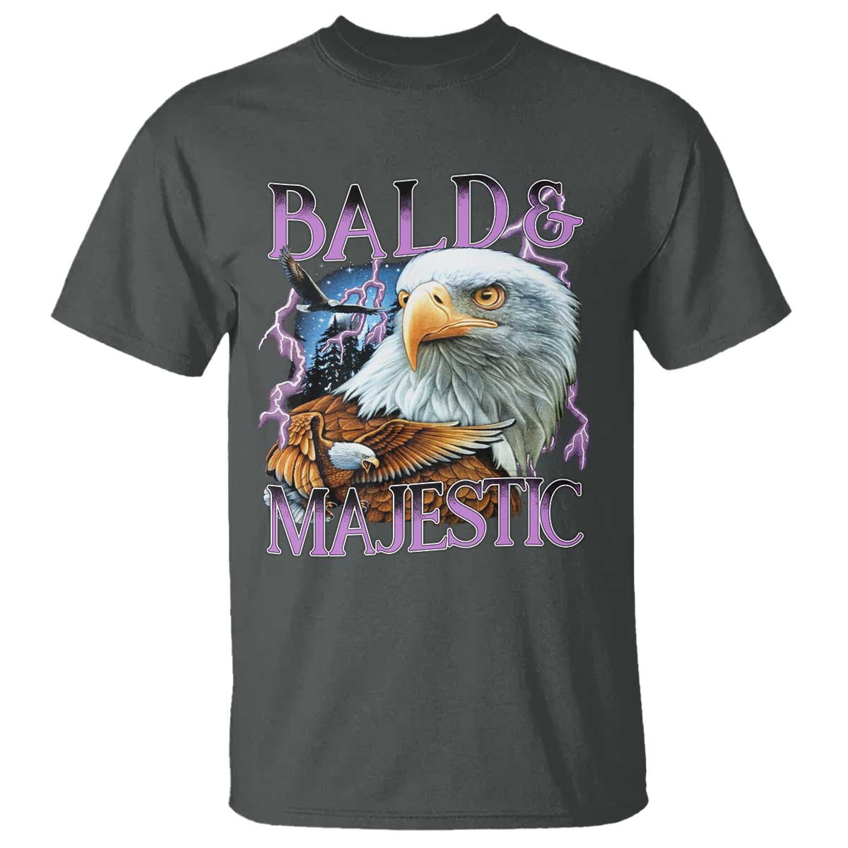 Funny Eagle Bald And Majestic T Shirt Vintage Eagle Thunder Storm TS11 Dark Heather Print Your Wear