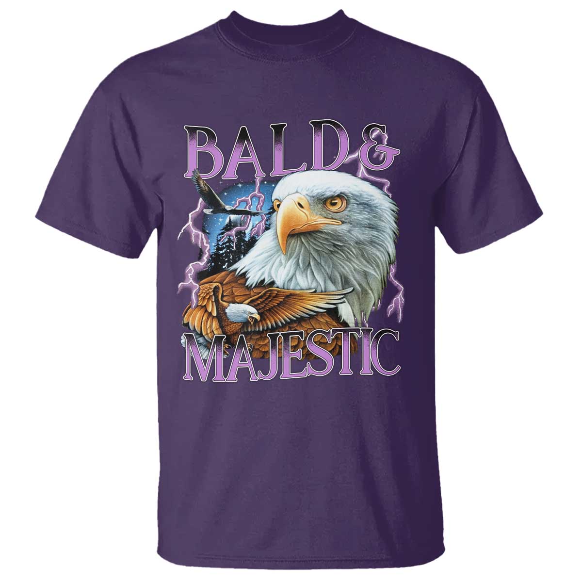 Funny Eagle Bald And Majestic T Shirt Vintage Eagle Thunder Storm TS11 Purple Print Your Wear