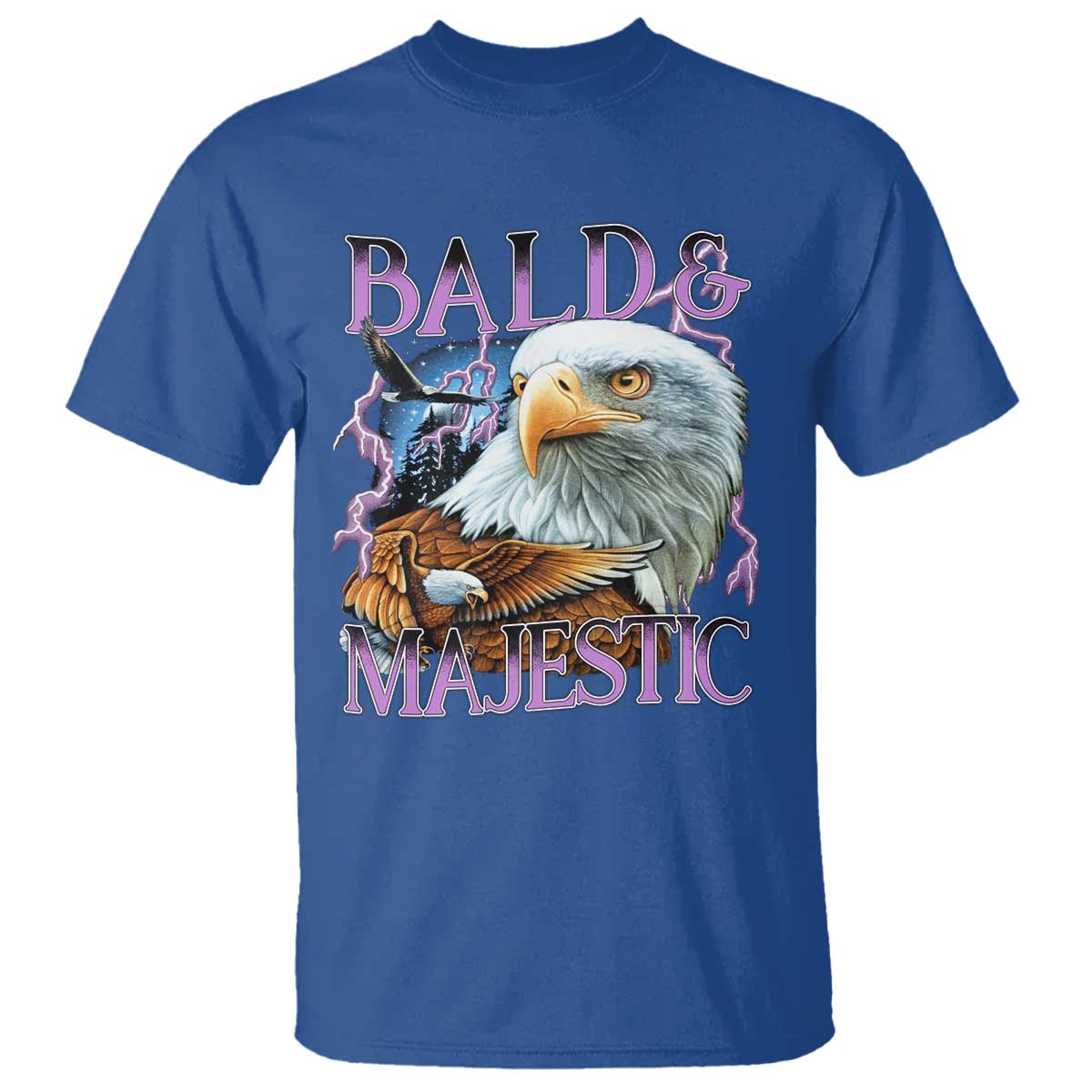 Funny Eagle Bald And Majestic T Shirt Vintage Eagle Thunder Storm TS11 Royal Blue Print Your Wear