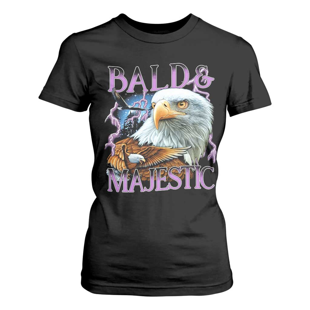 Funny Eagle Bald And Majestic T Shirt For Women Vintage Eagle Thunder Storm TS11 Black Print Your Wear
