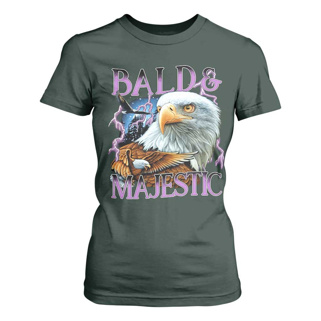 Funny Eagle Bald And Majestic T Shirt For Women Vintage Eagle Thunder Storm TS11 Dark Forest Green Print Your Wear