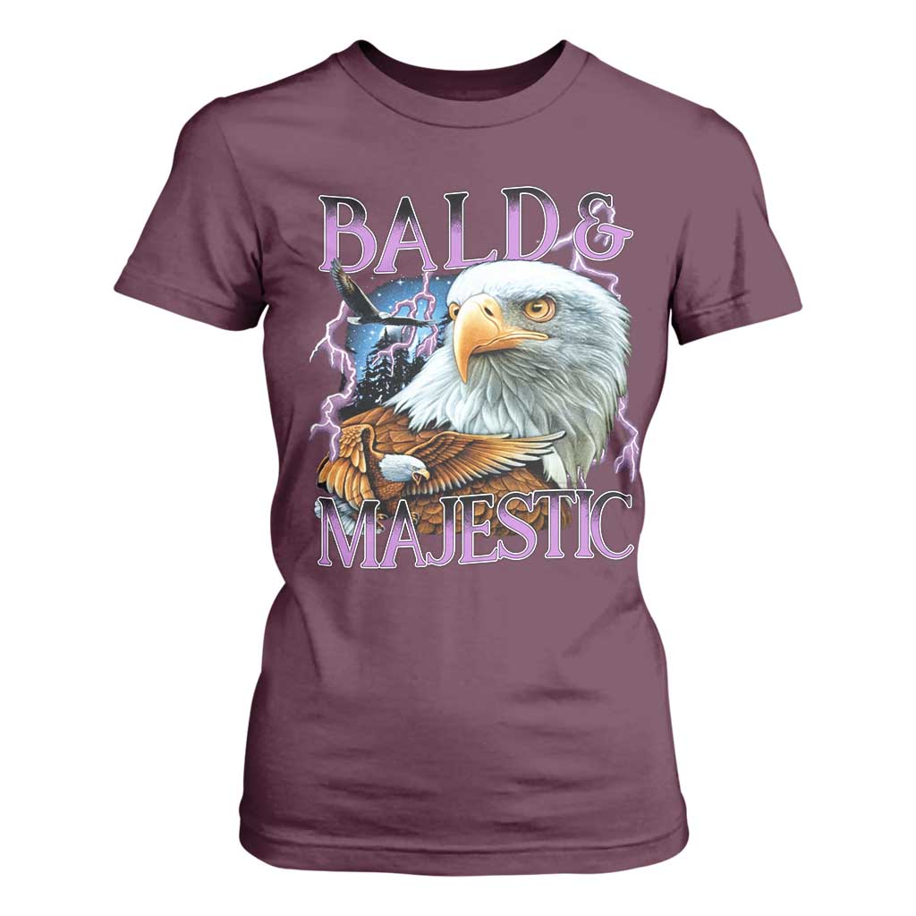 Funny Eagle Bald And Majestic T Shirt For Women Vintage Eagle Thunder Storm TS11 Maroon Print Your Wear