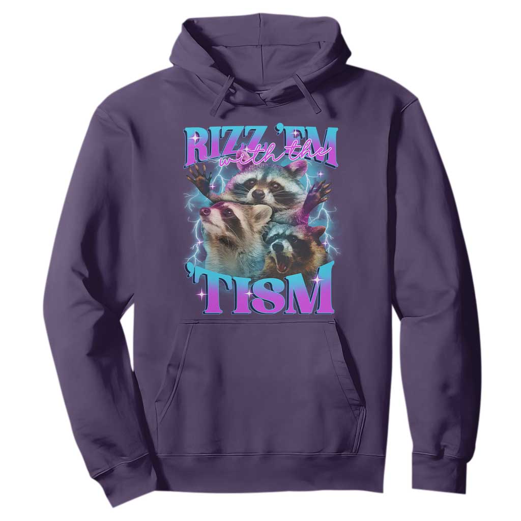 Funny Rizz Em With The Tism Hoodie Meme Autistic Racoon TS11 Purple Print Your Wear