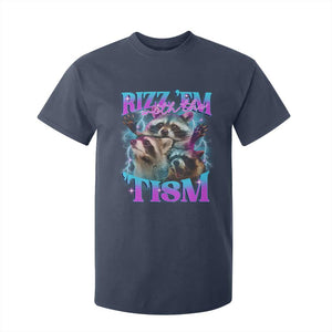 Funny Rizz Em With The Tism T Shirt For Kid Meme Autistic Racoon TS11 Navy Print Your Wear