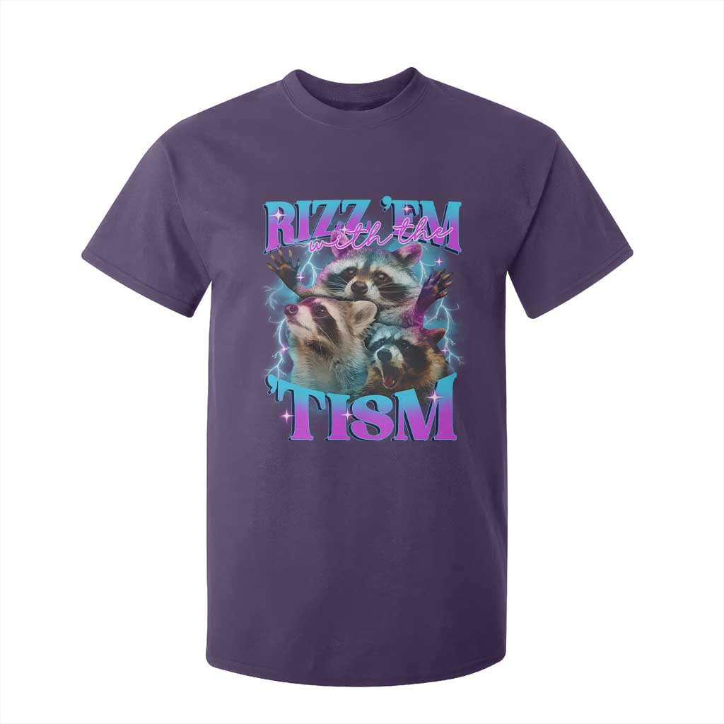 Funny Rizz Em With The Tism T Shirt For Kid Meme Autistic Racoon TS11 Purple Print Your Wear