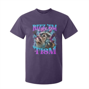 Funny Rizz Em With The Tism T Shirt For Kid Meme Autistic Racoon TS11 Purple Print Your Wear