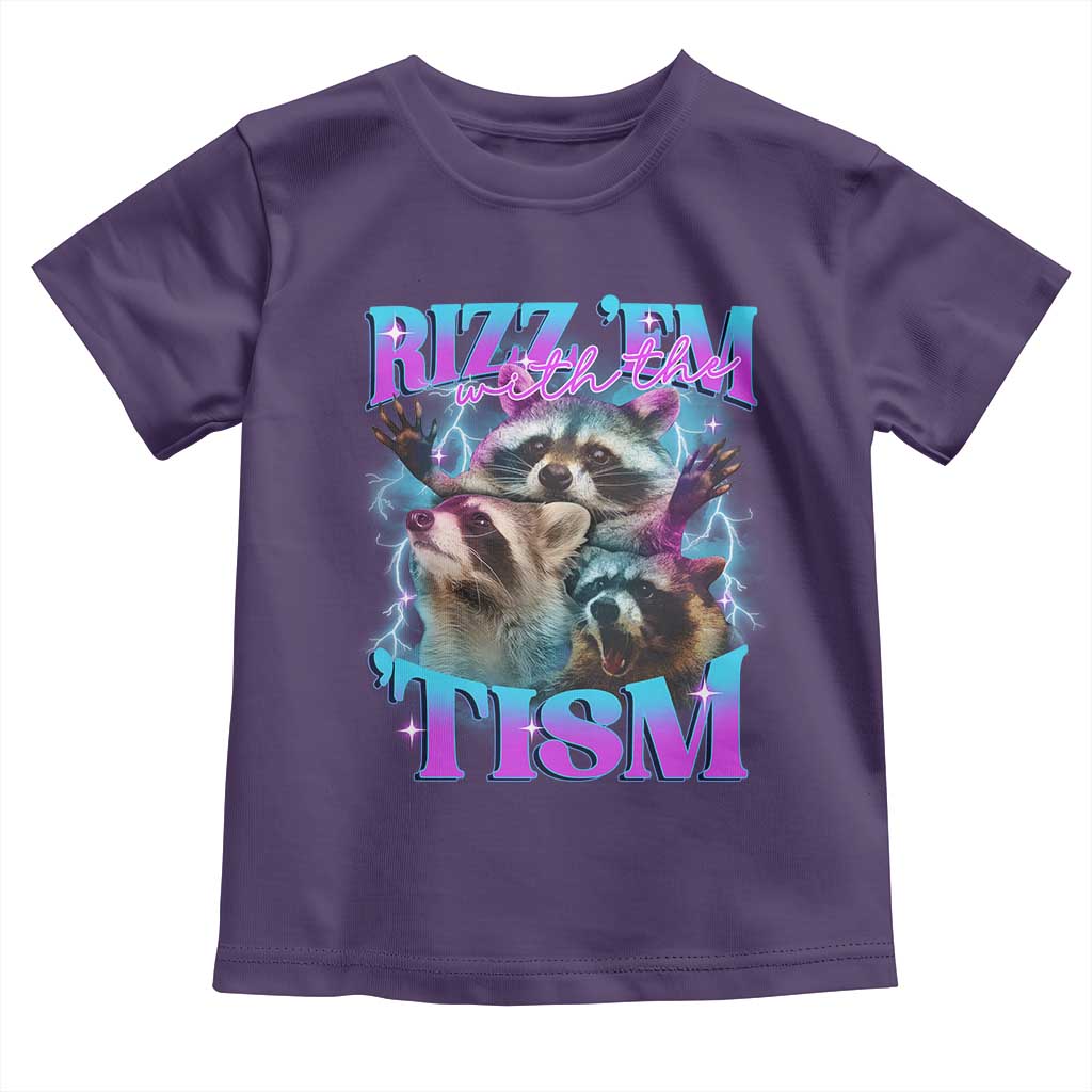 Funny Rizz Em With The Tism Toddler T Shirt Meme Autistic Racoon TS11 Purple Print Your Wear