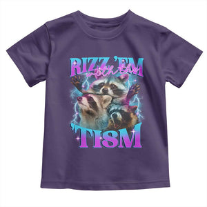 Funny Rizz Em With The Tism Toddler T Shirt Meme Autistic Racoon TS11 Purple Print Your Wear