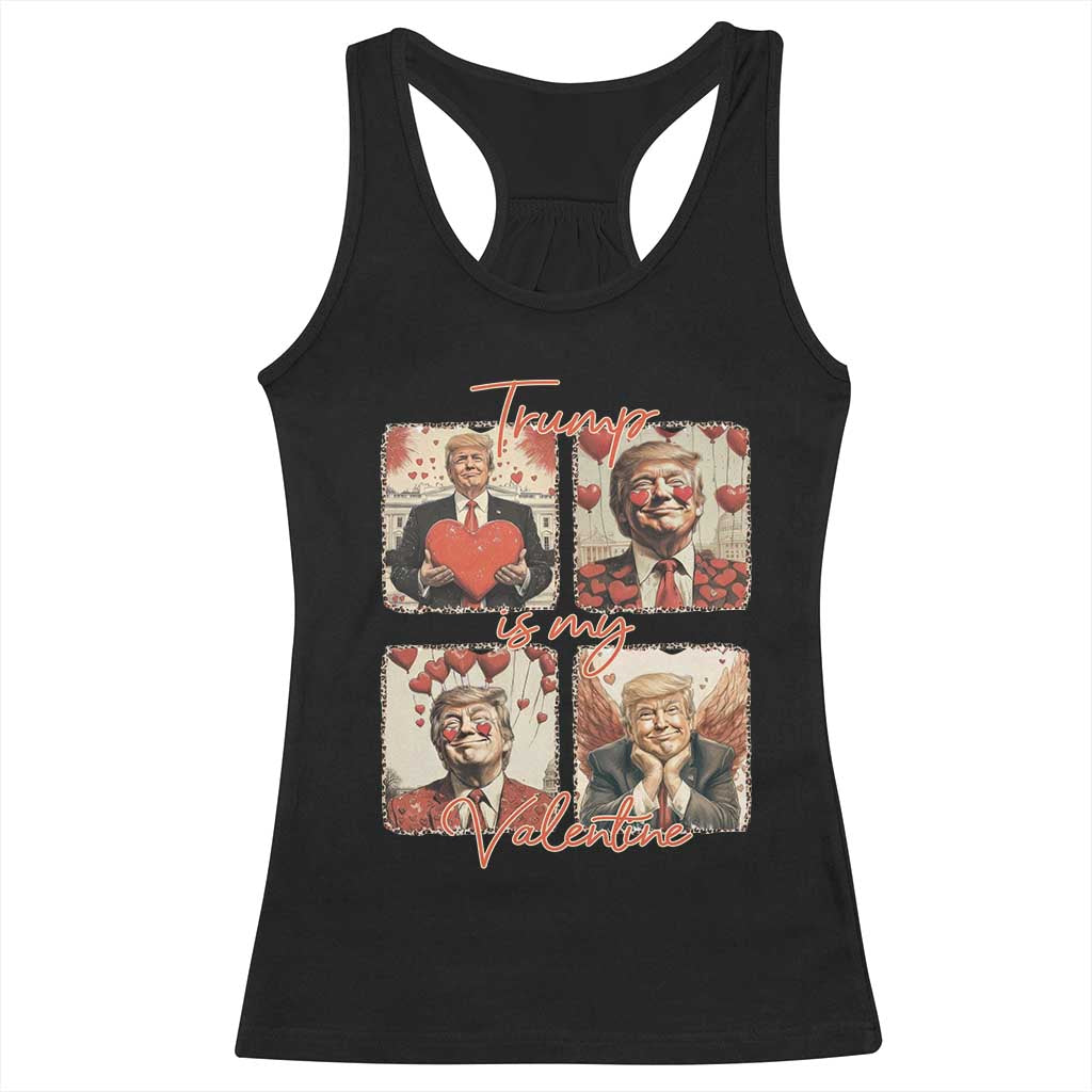 Funny Trump Is My Valentine Racerback Tank Top Cupid Angel Trump Red Heart TS11 Black Print Your Wear